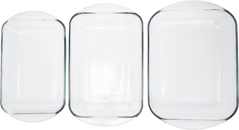 Anchor Hocking Set of 3 Baking Dishes made of Tempered Glass 1.8L, 2.8 L, 3.7L Heat Proof, Oven Proof, BPA Free - Image 2